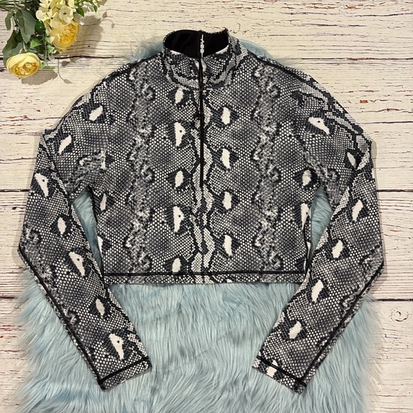 Adam Selman Sport Snake-print Stretch-jersey Crop Top - Picture 2 of 10